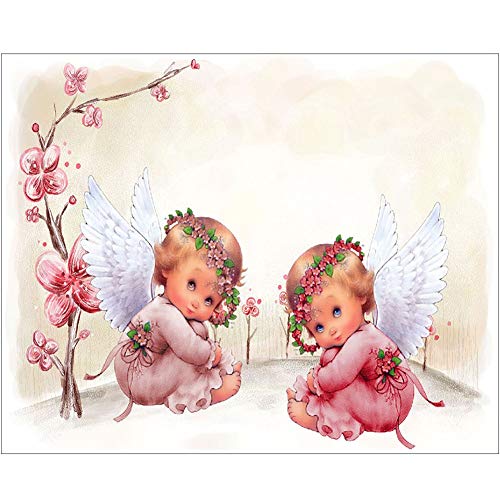 TYYTA 5D Diamant Malerei DIY Diamond Painting Set kleine Engel DIY Malen Nach Zahlen Vollbohrer Erwachsene Diamant Stickerei Crystal Strass Kunsthandwerk,für Home Wanddekoration Round Drill,50x70cm von TYYTA