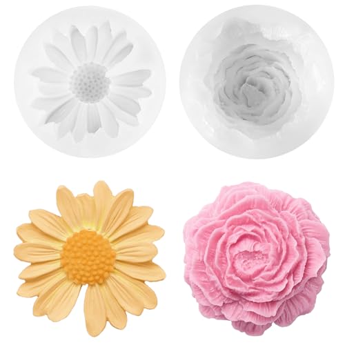 TZEKING 2 Stück Kerzen Silikonformen,Pfingstrose Kerzen Gießen Formen,Daisy Silicone Kerzenform,3D Silikonform Kerzen,Silikonformen Gießformen Kerzen Blumen,für DIY Handgefertigten TZEKING 2 Stück Kerzen Silikonformen,Pfingstrose Kerzen Gießen Formen,Daisy Silicone Kerzenform,3D Silikonform Kerzen,Silikonformen Gießformen Kerzen Blumen,für DIY Handgefertigten von TZEKING