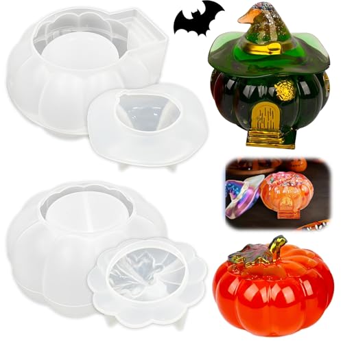 TZEKING 2 Stück Kürbis Silikonformen,Halloween Kürbis Silikonform Aufbewahrungsbox mit Deckel,3D Kürbis Schachtel Harz Gießform,Halloween Vorratsdosen Silikon Gießformen,für Dekor Geschenk DIY TZEKING 2 Stück Kürbis Silikonformen,Halloween Kürbis Silikonform Aufbewahrungsbox mit Deckel,3D Kürbis Schachtel Harz Gießform,Halloween Vorratsdosen Silikon Gießformen,für Dekor Geschenk DIY von TZEKING