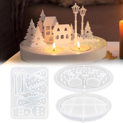 TZEKING 3 Stück Silikonformen Gießformen Häuser Baum, 3D Silikonformen Gießformen,Kerzenhalter Häuser Straßenlaterne Silikonform Baum,Silikon Gießform für Handwerk TZEKING 3 Stück Silikonformen Gießformen Häuser Baum, 3D Silikonformen Gießformen,Kerzenhalter Häuser Straßenlaterne Silikonform Baum,Silikon Gießform für Handwerk von TZEKING
