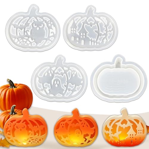 TZEKING Silikonformen Gießformen Halloween Kürbis,4 Stück Gießformen Silikon Herbst Kürbis,Silikonform Kürbis mit Helloween Elemente Muster,Silikonform Herbst,für DIY Herbst Halloween Deko TZEKING Silikonformen Gießformen Halloween Kürbis,4 Stück Gießformen Silikon Herbst Kürbis,Silikonform Kürbis mit Helloween Elemente Muster,Silikonform Herbst,für DIY Herbst Halloween Deko von TZEKING
