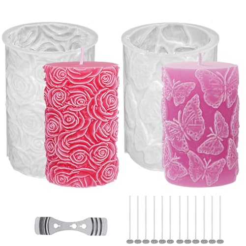 TZFJQO 2 Stück Kerzenform Silikon, Kerzenformen Zum Gießen Set, DIY Silikonform Schmetterlinge, Rosen, Verwendung für Das Gießen Von Heimdekorationen kerzen Silikonformen, Bastel Ornamente TZFJQO 2 Stück Kerzenform Silikon, Kerzenformen Zum Gießen Set, DIY Silikonform Schmetterlinge, Rosen, Verwendung für Das Gießen Von Heimdekorationen kerzen Silikonformen, Bastel Ornamente von TZFJQO