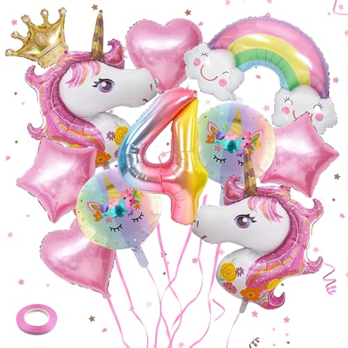 Einhorn Geburtstagsdeko Mädchen Einhorn Luftballons Geburtstagsdeko Einhorn Deko Kindergeburtstag Einhorn Luftballons für Mädchen ür Kinder Geburtstag Babyparty (4 Jahre) von TZQFROCE