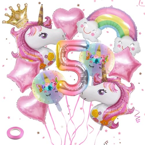 Einhorn Geburtstagsdeko Mädchen Einhorn Luftballons Geburtstagsdeko Einhorn Deko Kindergeburtstag Einhorn Luftballons für Mädchen ür Kinder Geburtstag Babyparty (5 Jahre) von TZQFROCE