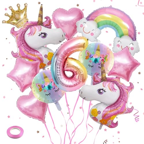 Einhorn Geburtstagsdeko Mädchen Einhorn Luftballons Geburtstagsdeko Einhorn Deko Kindergeburtstag Einhorn Luftballons für Mädchen ür Kinder Geburtstag Babyparty (6 Jahre) von TZQFROCE