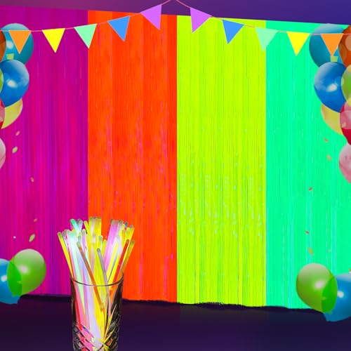 Glow Party Supplies Set 4 Stück Glow Party-Fransenvorhänge mit 30 Knicklichter Schwarzlicht Deko Disco Par-ty Zubehör Fransenvorhänge BlackLight Par-ty Zubehör Set für Hochzeit Geburtstag Dekorationen Glow Party Supplies Set 4 Stück Glow Party-Fransenvorhänge mit 30 Knicklichter Schwarzlicht Deko Disco Par-ty Zubehör Fransenvorhänge BlackLight Par-ty Zubehör Set für Hochzeit Geburtstag Dekorationen von TZQFROCE