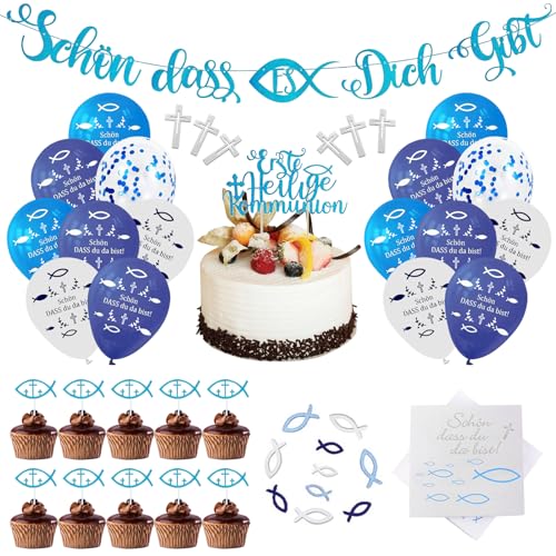 124 Stück Kommunion deko Blaue Fisch Servietten 20 Stück ‘Schön dass du da bist' mit 72 Holz Fische Deko und 12 Kreuz Fisch Tischdeko für Taufe Taufdeko Junge Servietten Taufdeko Tisch Deko 124 Stück Kommunion deko Blaue Fisch Servietten 20 Stück ‘Schön dass du da bist' mit 72 Holz Fische Deko und 12 Kreuz Fisch Tischdeko für Taufe Taufdeko Junge Servietten Taufdeko Tisch Deko von TZQFROCE