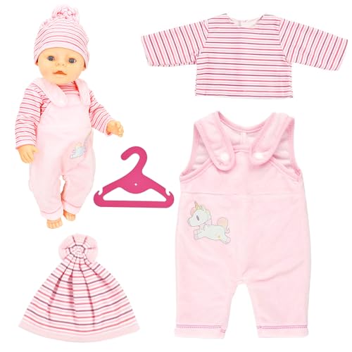 TZQFROCE Kleidung Outfits für Baby Puppen Baby Born Kleidung Einhorn Puppenkleidung 35-43 cm Newborn Baby Puppe Kleidung Zubehör mit Hut Langarm Hose für Kinder Mädchen Jungen - Einhorn von TZQFROCE