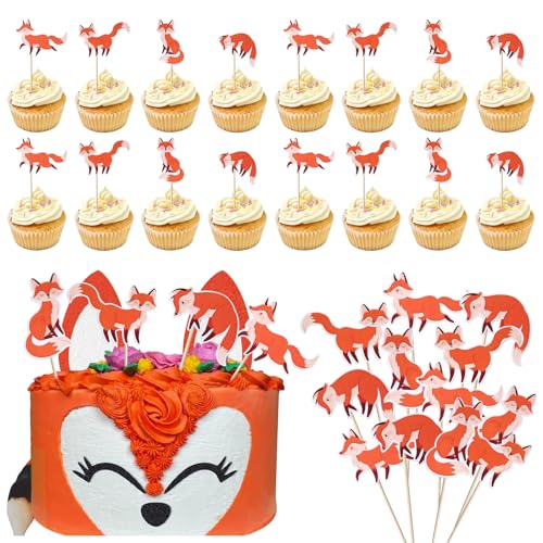 TZQFROCE 36 Stück Füchse Tortendeko Geburtstag Foxes Cupcake Toppers Fuchs Muffin Deko Füchse Tortendeko Foxes Geburtstag Cupcake Kuchendeko Geburtstag für Geburtstag Party Kinder Mädchen von TZQFROCE