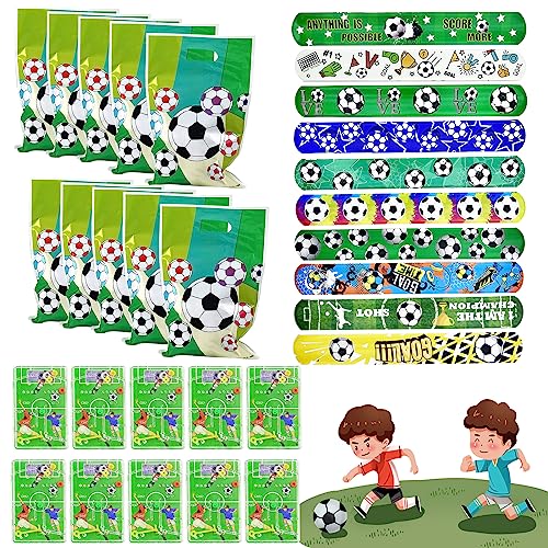 TZQFROCE 10 Stück Fußball Slap Armband 10 Stück Flipperspiel Fußball 10 Stück Fussball Partytüten Fußball Mitgebsel für Kinder Jungen Mädchen Geburtstags Fußballpartys von TZQFROCE