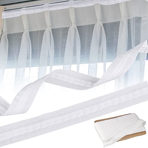 TZQFROCE Gardinenband Kräuselband 30 m x 2.5 cm Universalband Falte Polyester Gardinenband Faltenband Falten Gardinenband zum Aufnähen für Wohnzimmer Schlafzimmer Tatami - Weiß von TZQFROCE