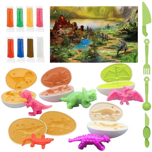 TZQFROCE Knete Zubehör Dinosaurier Knetwerkzeug Set für Kinder ab 2 3 4 5 Jahre Dinosaurier DIY Knetwerkzeug Dino Spielzeug mit Bunt Modelliermasse für Kinder Jungen Mädchen TZQFROCE Knete Zubehör Dinosaurier Knetwerkzeug Set für Kinder ab 2 3 4 5 Jahre Dinosaurier DIY Knetwerkzeug Dino Spielzeug mit Bunt Modelliermasse für Kinder Jungen Mädchen von TZQFROCE