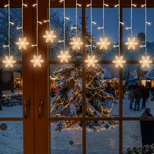 TZQFROCE Sterne Lichterkette 96pcs 3.5m Lichtervorhang Weihnachtsbeleuchtung Fenster Sternenvorhang lichterkette vorhang innen Sternenvorhang für Fenster, Balkon, Fenster, Hochzeit, Weihnachten TZQFROCE Sterne Lichterkette 96pcs 3.5m Lichtervorhang Weihnachtsbeleuchtung Fenster Sternenvorhang lichterkette vorhang innen Sternenvorhang für Fenster, Balkon, Fenster, Hochzeit, Weihnachten von TZQFROCE