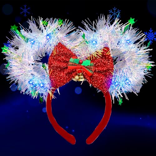 TZQFROCE Leuchtende Weihnachten Stirnbänder Mit Ohrringe für Mädchen - Schleifen Stirnband für Neujahr, Fasching, Hochzeit Dekor TZQFROCE Leuchtende Weihnachten Stirnbänder Mit Ohrringe für Mädchen - Schleifen Stirnband für Neujahr, Fasching, Hochzeit Dekor von TZQFROCE