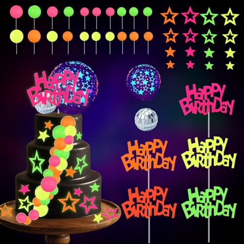 Glow Party Supplies Set Glow Kuchen Deko Disco Party Zubehör mit Fluoreszierende Ballons Cake Topper BlackLight Par-ty Zubehör-Set für Hochzeit Geburtstag Dekorationen Glow Party Supplies Set Glow Kuchen Deko Disco Party Zubehör mit Fluoreszierende Ballons Cake Topper BlackLight Par-ty Zubehör-Set für Hochzeit Geburtstag Dekorationen von TZQFROCE