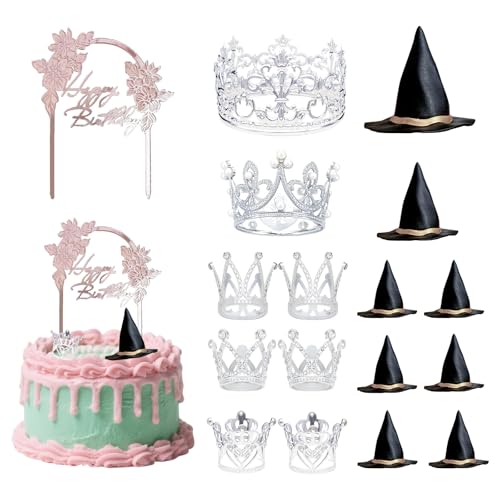 TZQFROCE hexenhut cake hexenhut tortendeko krone cake topper hexenhut deko torte hexenhut torte Deko für Party Hochzeit Geburtstag (A) von TZQFROCE
