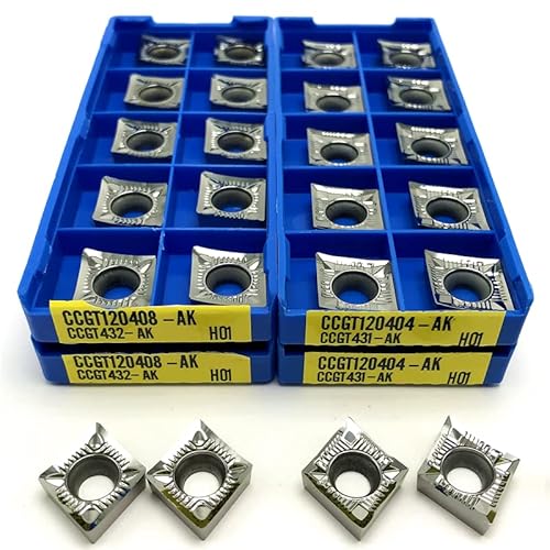 TZUFA CCGT120404 AK H01 Hartmetall-Dreheinsätze CNC-Drehwerkzeuge CCGT 120404 Holzdrehwerkzeuge Aluminium-Kupfer-Werkzeug (Size : CCGT120408 AK H01, Color : 10PCS) von TZUFA