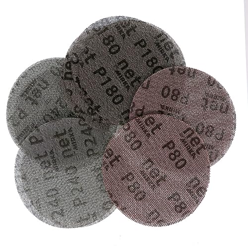 TZUGSM Netzschleifscheiben 25 STÜCKE 5 Zoll 125mm Mesh Staub-Freies Anti-Blocking Haken & Schleife Runde Schleifpapier 80-320 Grit(180 Grit) von TZUGSM