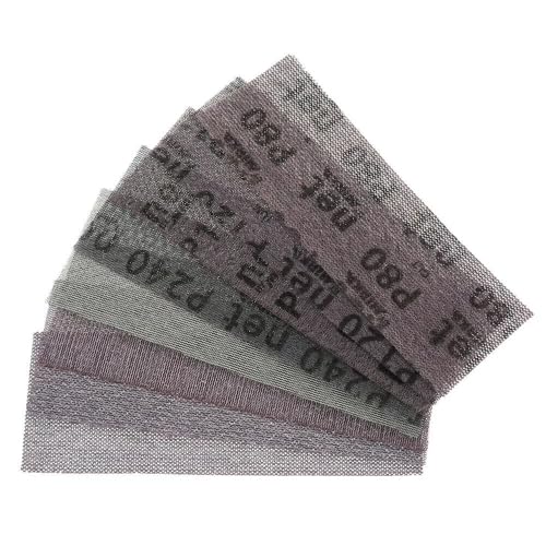 TZUGSM Netzschleifscheiben 70 mm x 198 mm, 80–240er-Körnung, staubfreies, blockierungsfreies, trockenes Klett-Schleifpapier, Auto-Dekorationspapier(120 Girt) von TZUGSM