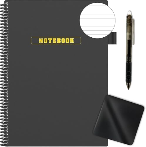 TZZRMO Wiederverwendbares Notizbuch, A4 Notizblock mit 1 Löschbarem Stift und 1 Mikrofasertuch, Nachhaltiger und Umweltfreundlicher Spiralblock, Executive A4 - Schwarz TZZRMO Wiederverwendbares Notizbuch, A4 Notizblock mit 1 Löschbarem Stift und 1 Mikrofasertuch, Nachhaltiger und Umweltfreundlicher Spiralblock, Executive A4 - Schwarz von TZZRMO