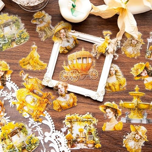 180pcs Vintage Scrapbook Stickers PET Scrapbooking Zubehör,Schloss-Prinzessin Charakter Aufkleber DIY Craft Decoration Aesthetic Stickers for Scrapbook,Bullet Journal Zubehör(Castle Princess) von Ta Merry
