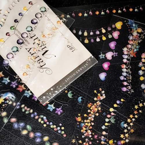 Scrapbook Stickers 18 Blätter,Scrapbooking Zubehör,Journal Aufkleber für Scrapbooking,Bullet Journal zubehör,Junk Journal,Dekoration Stickers(Die Nacht fällt) von Ta Merry
