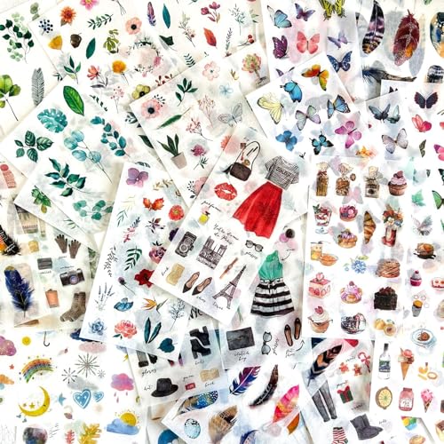 Scrapbook Stickers 750 Pcs Washi Rub Ons Scrapbooking Bullet Journal Aesthetic Sticker Vintage Fotoalbum Set Stickerbuch Erwachsene für DIY Handbücher Tagebücher Fotoalben（Flat sticker2） von Ta Merry