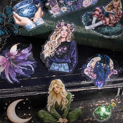 Scrapbook Zubehör Stickers Set,180pcs Person und Landschaft Scrapbooking Zubehör Sticker für Bullet Journal Zubehör,Junk Journal,Fotoalbum, Album Craft Calendar(Fantasy Night Dream) von Ta Merry