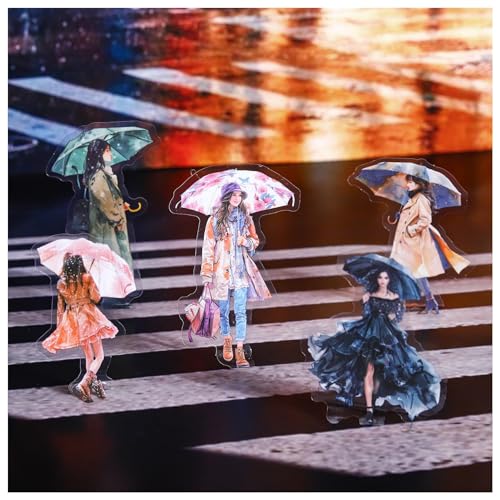 Scrapbooking Stickers Set,90 Stück PET Scrapbook Zubehör,Umbrella Figures Aufkleber for Scrapbooking,Bullet Journal Zubehör,Junk Journal,DIY Crafts（Strolling in the rain) von Ta Merry