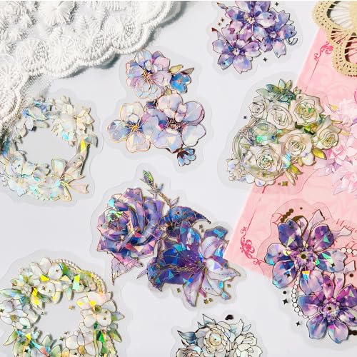 Scrapbooking Stickers Set 80pcs，Aesthetic Scrapbook Journaling Zubehör Blumen Sticker Aufkleber für Scrapbooking，Journaling ，Fotoalbum，Calendar, Notebook Album Bullet Journal Design(Flower von Ta Merry