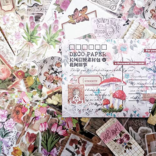 Scrapbooking Zubehör 100 Stück Vintage stickers set journaling zubehör Aufkleber Mädchen Stickers Aesthetic,Bullet Journal Sticker für Fotoalbum,Scrapbooking,Laptop (flowers) von Ta Merry