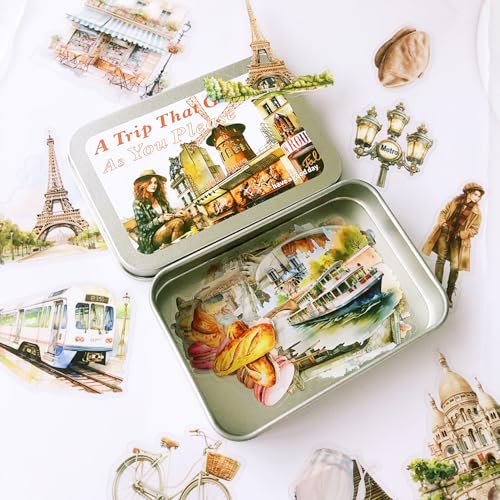 Ta Merry 50 Stück Reise-Aufkleber, Scrapbooking, Vintage-Aufkleber, selbstklebend, Retro-Aufkleber für Tagebuch, Notizbuch, Laptops, Kartenherstellung (Reiseserie Aufkleber 2) von Ta Merry