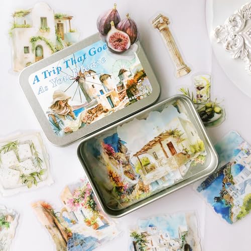 Ta Merry 50 Stück Reise-Aufkleber, Scrapbooking, Vintage-Aufkleber, selbstklebend, Retro-Aufkleber für Tagebuch, Notizbuch, Laptops, Kartenherstellung (Reiseserie Aufkleber 3) von Ta Merry