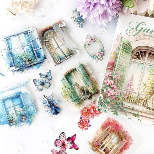 Ta Merry Scrapbook Stickers 20 Blätter Scrapbook Aufkleber Zubehör für Scrapbooking,Journaling,Fotoalbum, Tagebuch,Bullet Journal Zubehör (Garden Stickers 2) von Ta Merry