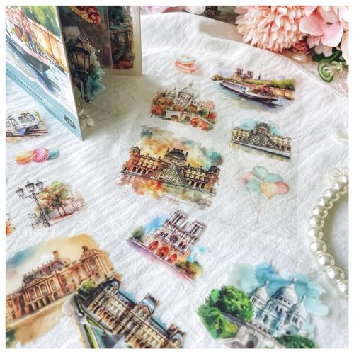 Ta Merry Scrapbook Stickers Set,18 Blätter Scrapbooking Zubehör,Journal Aufkleber,Buch Dekoratives Zubehör für Scrapbooking,Computer,Geschenkbox,Journal Dekoration(Romantic Street View) von Ta Merry