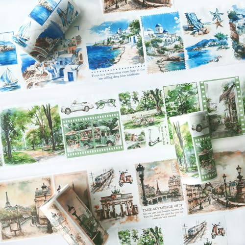 Ta Merry Scrapbook Zubehör Washi Tape Stickers,3 Rolls Travel Journal Tapes,Scrapbooking Aufkleber for Junk Journaling Zubehör,Bullet Journal Sticker,Photo Album,Mobile Phones(Embrace World 2) von Ta Merry