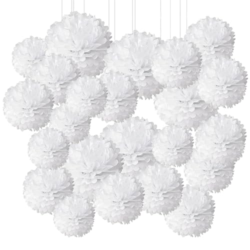 24er Pompons Deko Weiß, Seidenpapier Pompoms, Lampions Pom Poms Wabenbälle Fächer Dekoration Set Weiß für Hochzeit Feier Geburtstag Party Einschulungsparty Mottoparty Baby Shower 24er Pompons Deko Weiß, Seidenpapier Pompoms, Lampions Pom Poms Wabenbälle Fächer Dekoration Set Weiß für Hochzeit Feier Geburtstag Party Einschulungsparty Mottoparty Baby Shower von Taasmoog