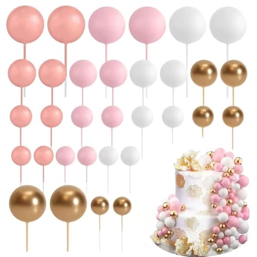 Mini Ballon Kuchen Topper, 64pcs Happy Birthday Kuchen Dekoration Set Hochzeit Kuchen Dekoration für Jubiläum Abschlussfeier Geburtstagsfeier Babyparty (Rosa) von Taasmoog