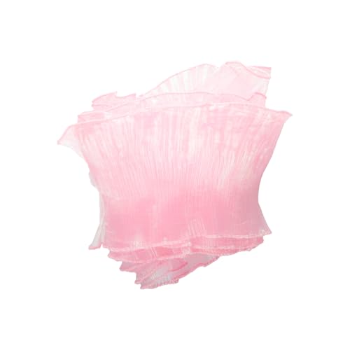 Tabanzhe 4,5 m schillernder Rüschenbesatz, plissiertes Organzaband, Spitzenstoffe für Kleid, Kostüm, Handwerk, DIY-Nähdekorationen, Quallen-Stil, durchscheinender Rand (Rosa) von Tabanzhe