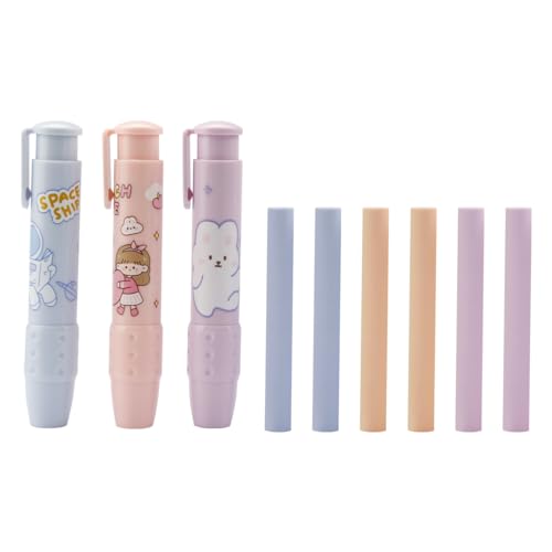 Tabanzhe Einziehbares Radiergummi-Set – 3 Radiergummis mit 6 Nachfüll-Radiergummis, starke Flexibilität für Kinder und Studenten, sanft zum Papier Tabanzhe Einziehbares Radiergummi-Set – 3 Radiergummis mit 6 Nachfüll-Radiergummis, starke Flexibilität für Kinder und Studenten, sanft zum Papier von Tabanzhe
