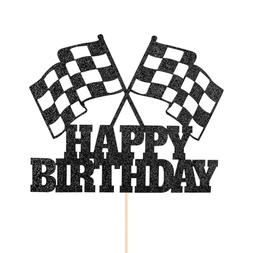 Tabanzhe Tortenaufsatz mit Rennwagenmotiv "Happy Birthday", karierte Flagge, Kuchenpicker, Cupcake-Dekorationen für Rennauto-Motto-Party-Zubehör, Babyparty, Geburtstagsparty Tabanzhe Tortenaufsatz mit Rennwagenmotiv "Happy Birthday", karierte Flagge, Kuchenpicker, Cupcake-Dekorationen für Rennauto-Motto-Party-Zubehör, Babyparty, Geburtstagsparty von Tabanzhe