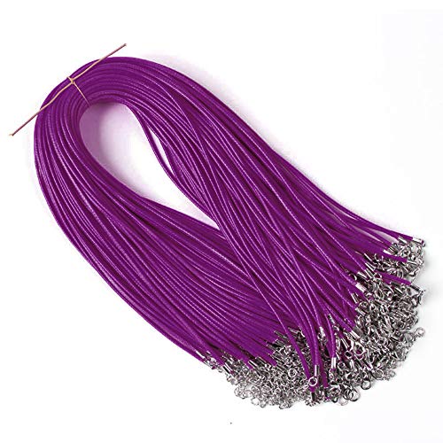 Raylinedo® Wachsschnur-Halsketten, 1,5 mm, geflochtene Kunstlederschnur Halskette mit Karabiner für DIY Schmuckherstellung, 20 Stück, 45,7 cm violett von Tabibito