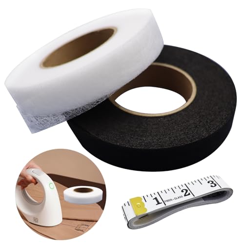 TaboSI 2 Rollen 70 Yards Saumband Zum Aufbügeln - Breite 20mm Selbstklebendes Waschfest Bügelband Mit Maßband für Kleidung, Vorhänge, Hosen, Kleider, Jeans von TaboSI