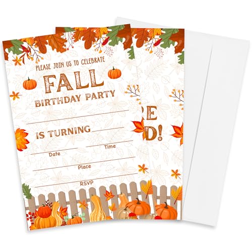 A02 Einladungskarten für Halloween-Kostüm, 10,2 x 15,2 cm, gruseliger Kürbis und Spukhaus, 20 Einladungskarten mit 20 Umschlägen, Halloween-Party-Dekoration und Zubehör für Erwachsene und Jugendliche von Tabyon