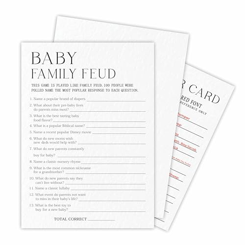 Minimalism Baby Shower Game Kits – Baby Family Fehde – Pearl White – 30 Spielkarten zum Ausfüllen & 1 Antwortkarte, Geschlechtsoffenbarung, Baby-Ankündigung, Partygeschenk und Dekoration – A05 von Tabyon