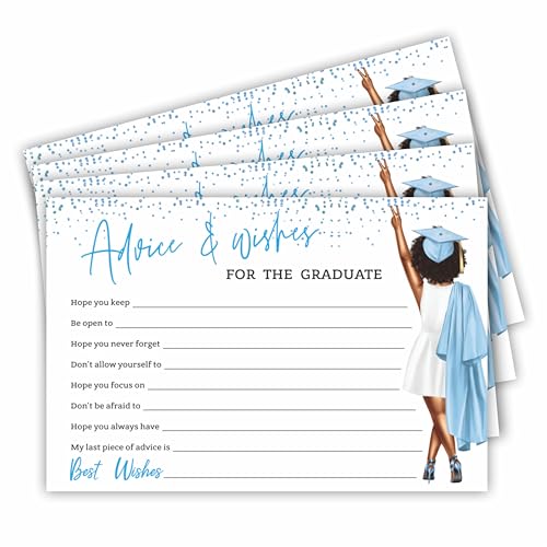 Tabyon 30 Beratungs- und Wunschkarten für den Schulabschluss, blaues Mädchen, Konfetti, doppelseitig, zum Ausfüllen, Beratungskarten für High School, College, Universität, Partyzubehör, Dekorationen von Tabyon