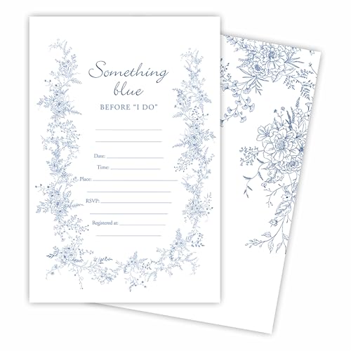 Tabyon Hochzeitseinladungskarten mit Umschlägen, "Something Blue Before I Do", für neue Paare, Hochzeitseinladungen für frisch vermählte Paare, Hochzeitseinladungen, Partyzubehör und Zubehör (25 von Tabyon