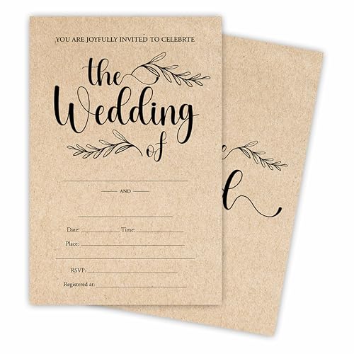Tabyon Minimalism Khaki Hochzeitseinladungskarten mit Umschlägen, doppelseitig, zum Ausfüllen von Paaren, Hochzeitseinladungen, Partyzubehör und Zubehör (25 Stück) – A11 von Tabyon