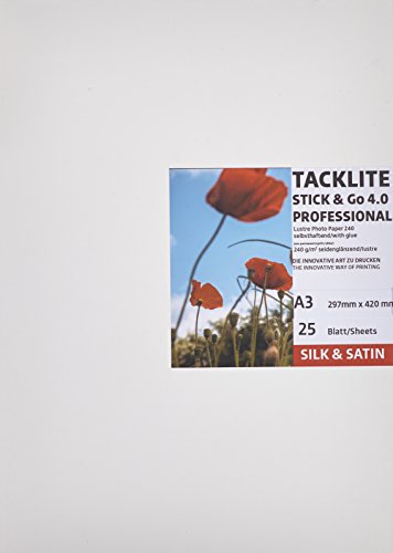 Tacklite Photo Stick & Go TACKLITE PHOTO - 3 Profi Premium Fotopapier Lustre Inkjet-Tack, DIN A3, 25 Blatt von Tacklite Photo Stick & Go