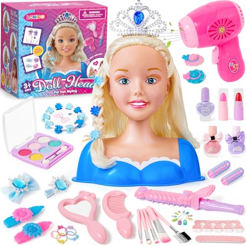 52PCS Schminkpuppe Frisierkopf Kinder Puppenkopf mit Krone Haartrockner Glätteisen Haarnadeln Schminke Haarstyling Zubehör Hairdressing Kinderschminke Spielzeug Geschenk für Mädchen ab 3 4 5 6 Jahre 52PCS Schminkpuppe Frisierkopf Kinder Puppenkopf mit Krone Haartrockner Glätteisen Haarnadeln Schminke Haarstyling Zubehör Hairdressing Kinderschminke Spielzeug Geschenk für Mädchen ab 3 4 5 6 Jahre von Tacobear
